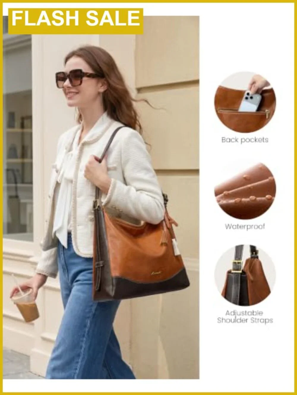 Vegan Leather Hobo Bag with Initial Charm, Women's Crossbody Slouchy Shoulder